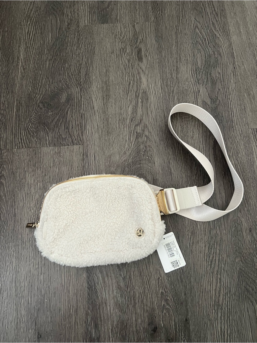 lululemon athletica Cream Faux Shearling Crossbody Belt Bag